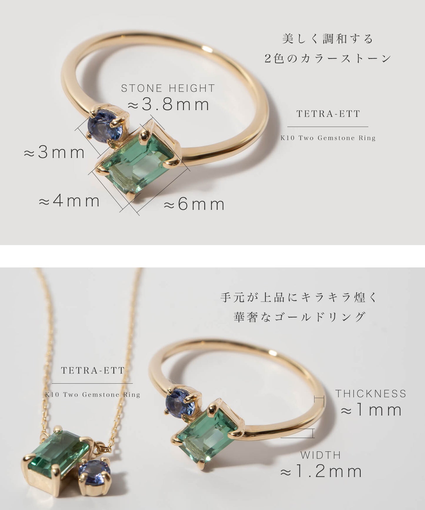 Two Gem Stone Ring | TETRA-ETT RING