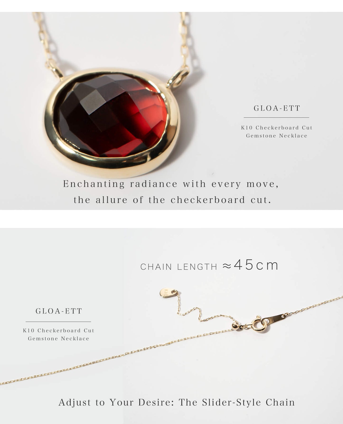 Checker Board Cut GemStone Necklace | GLOA-ETT NECKLACE