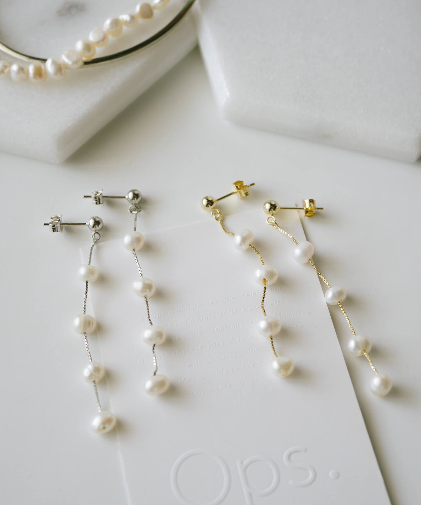 Silver925 Drop Pearl Dangle Earrings | AFRIZO-TRE PIERCE