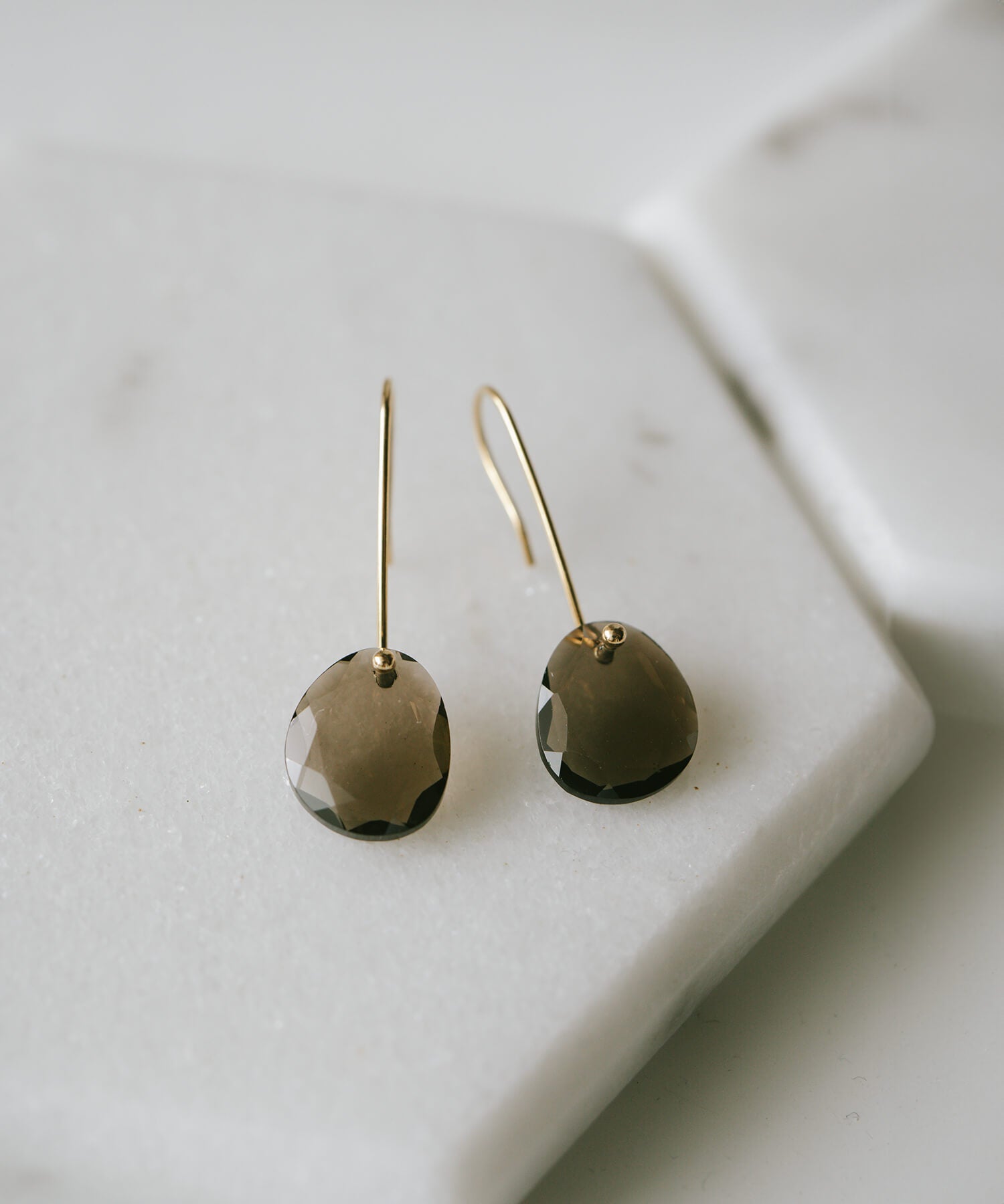 K10 Smoky Quartz Earrings LACHTARA-FYRA PIERCE
