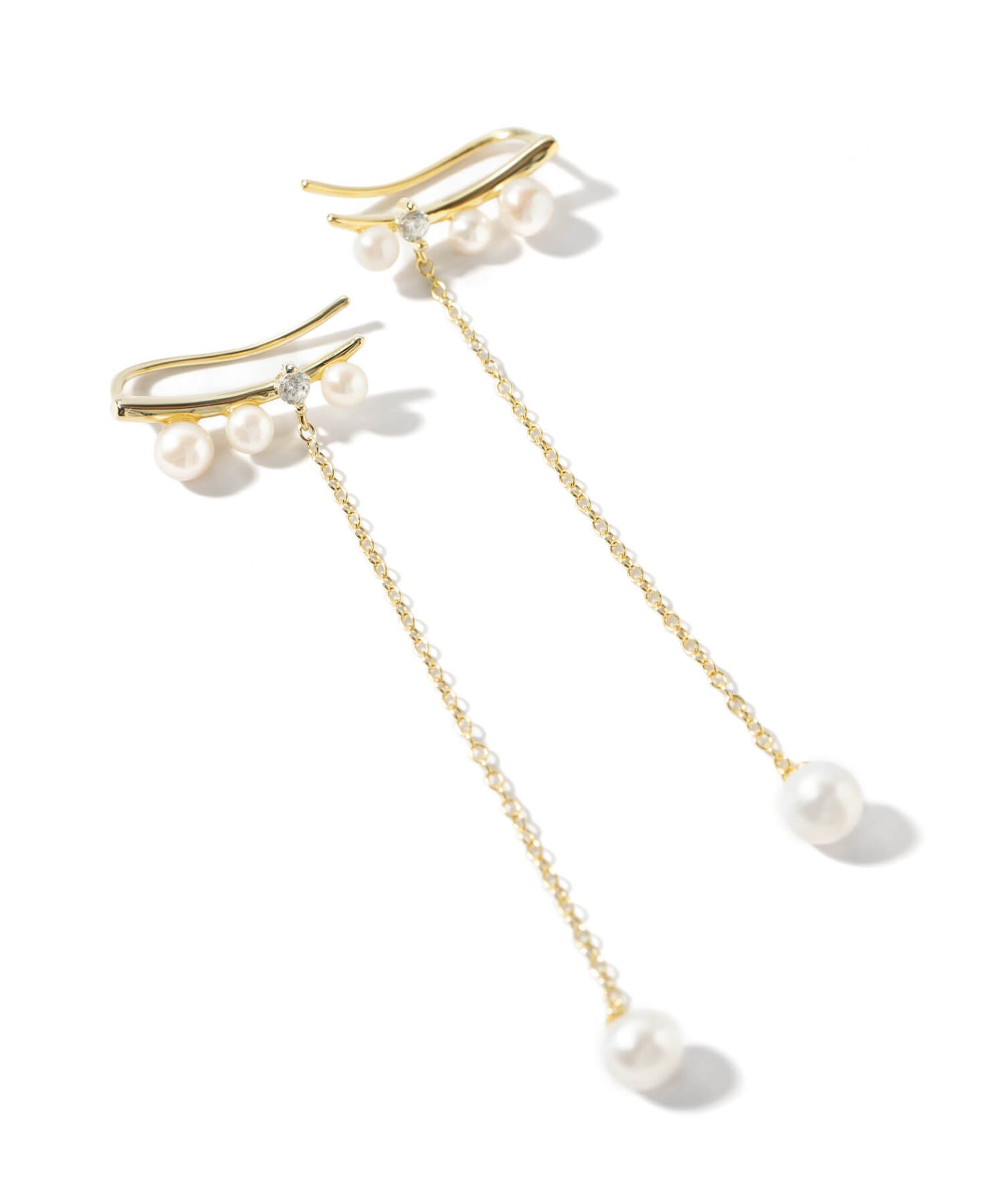 Silver925 freshwater pearl linear Earrings | AFRIZO-ETT PIERCE
