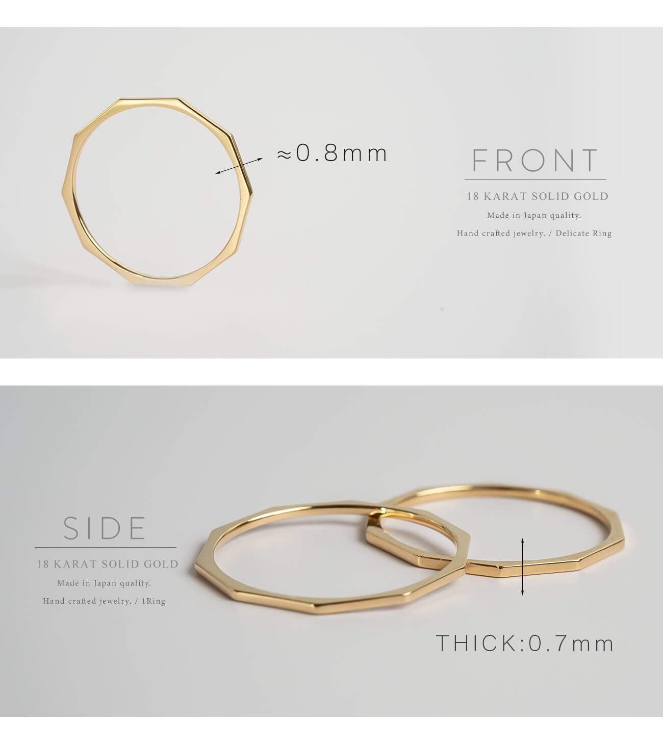 18K Decagon Delicate Gold Ring | TOCACK