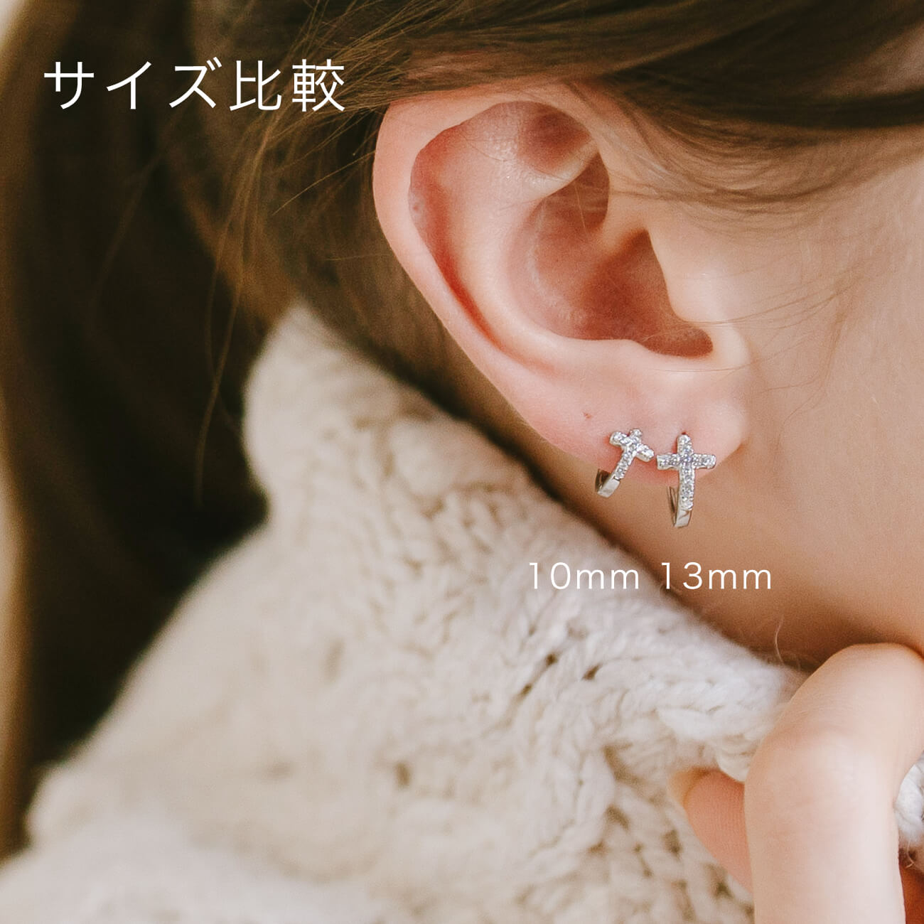 Silver925 Cross Pave Hoop Earrings | KYKLOS-CROS