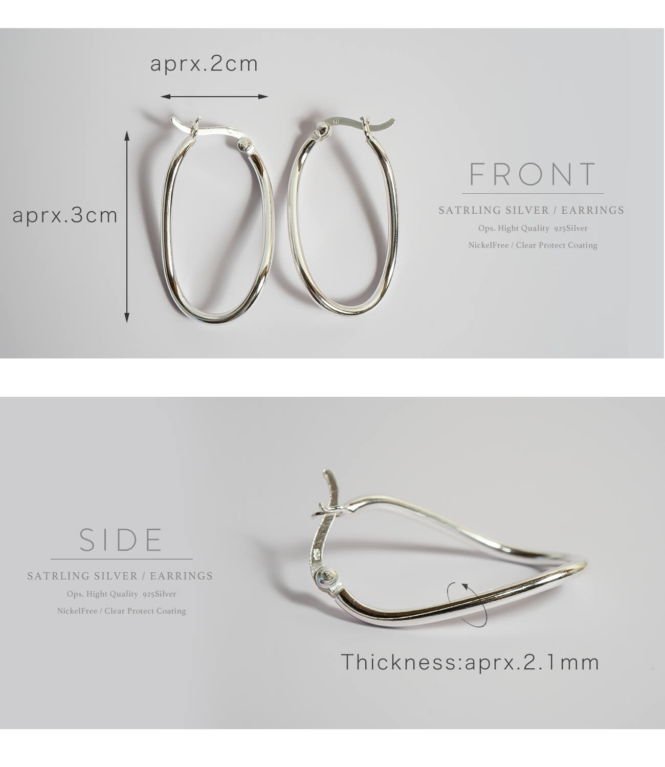 Silver925 Awrry Oval Hoop Earrings | MIMILO