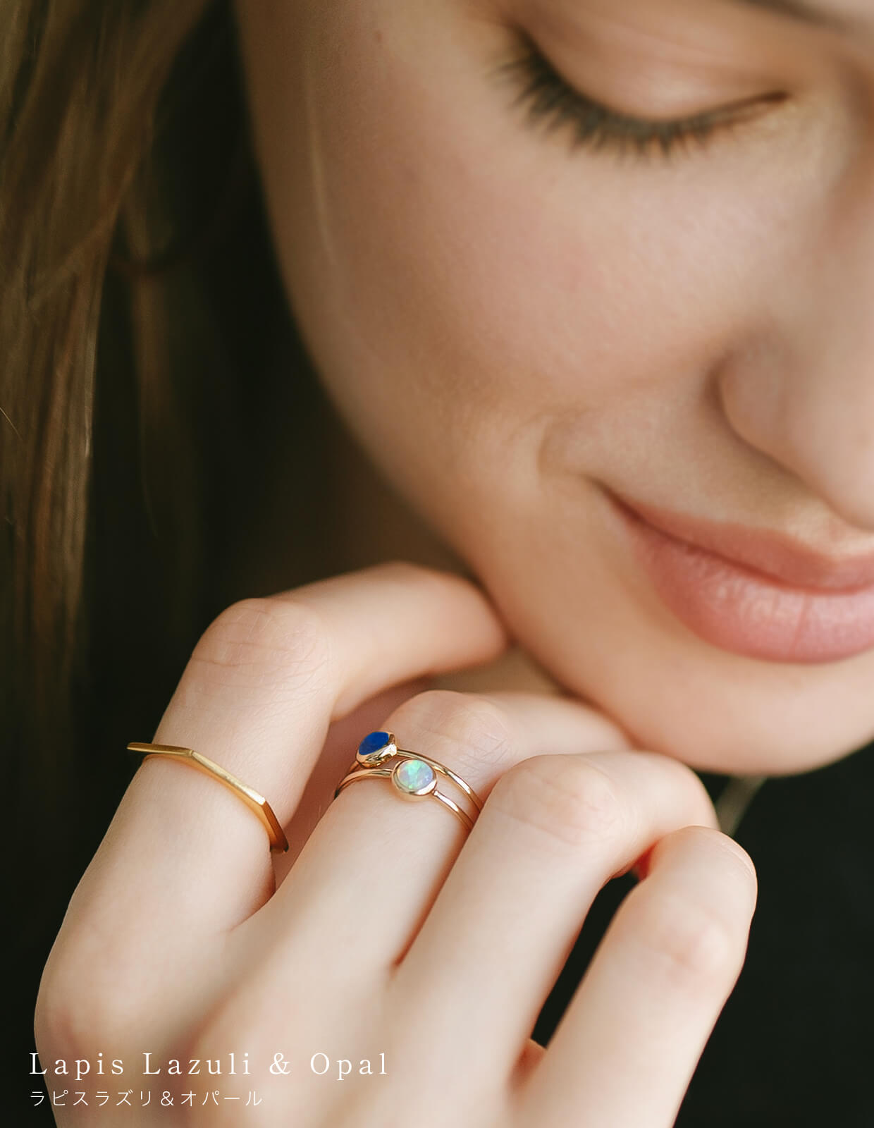 10K 7Color Gemstone Cabochon Ring | LUPAUS-RING