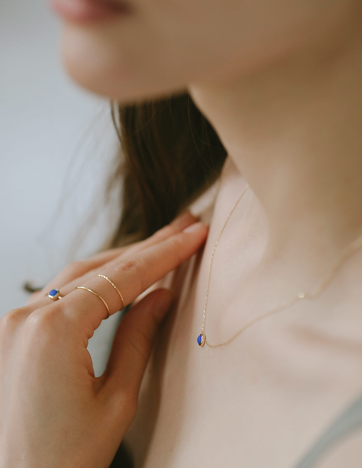 10K 7Color Gemstone Cabochon Necklace | LUPAUS-NK