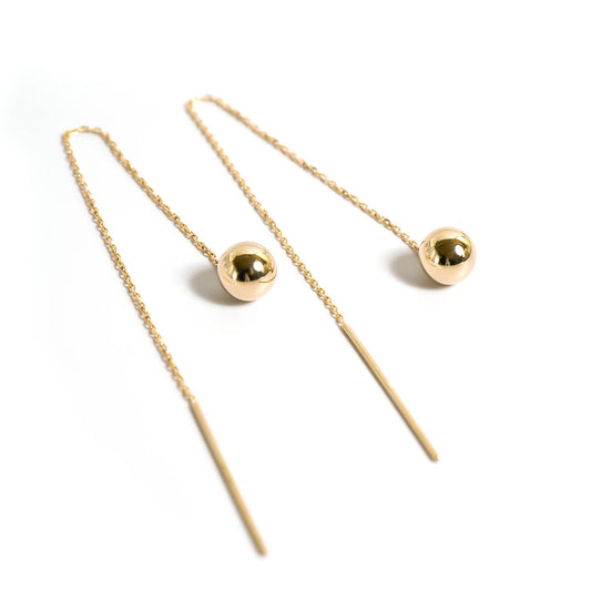 10.5cm Mirror Round Ball Long Chain Earrings | PRENDOR-LONG