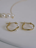 18K Gold Plated Sterling Silver Ripple Hoop Earrings with Pearls | AFRIZO-NADIA