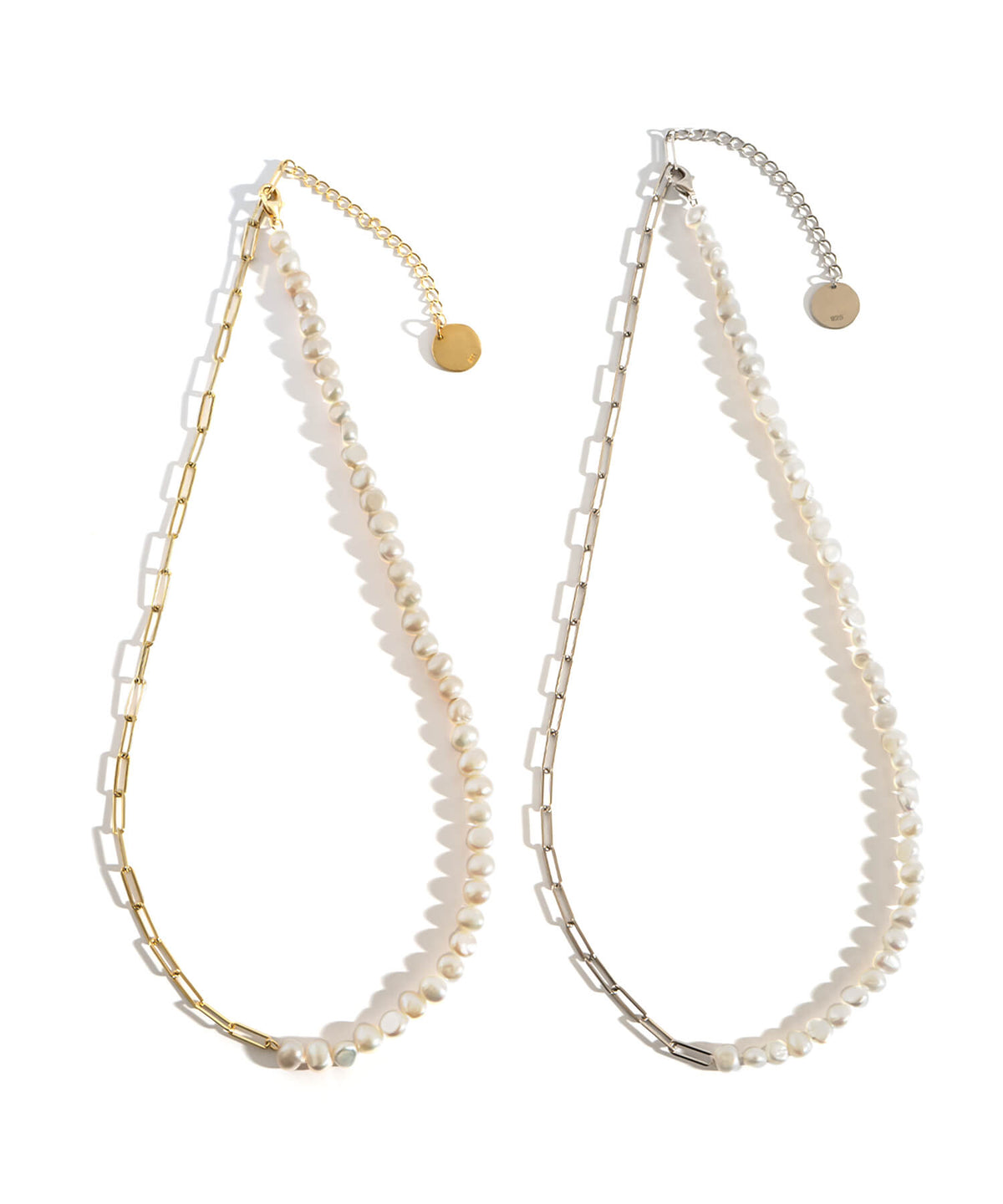 Baroque pearl link chain necklace