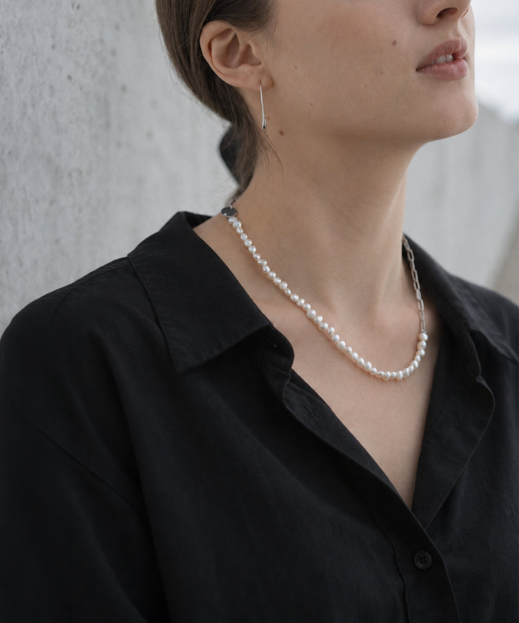 Baroque pearl link chain necklace