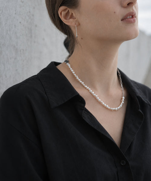 Baroque pearl link chain necklace