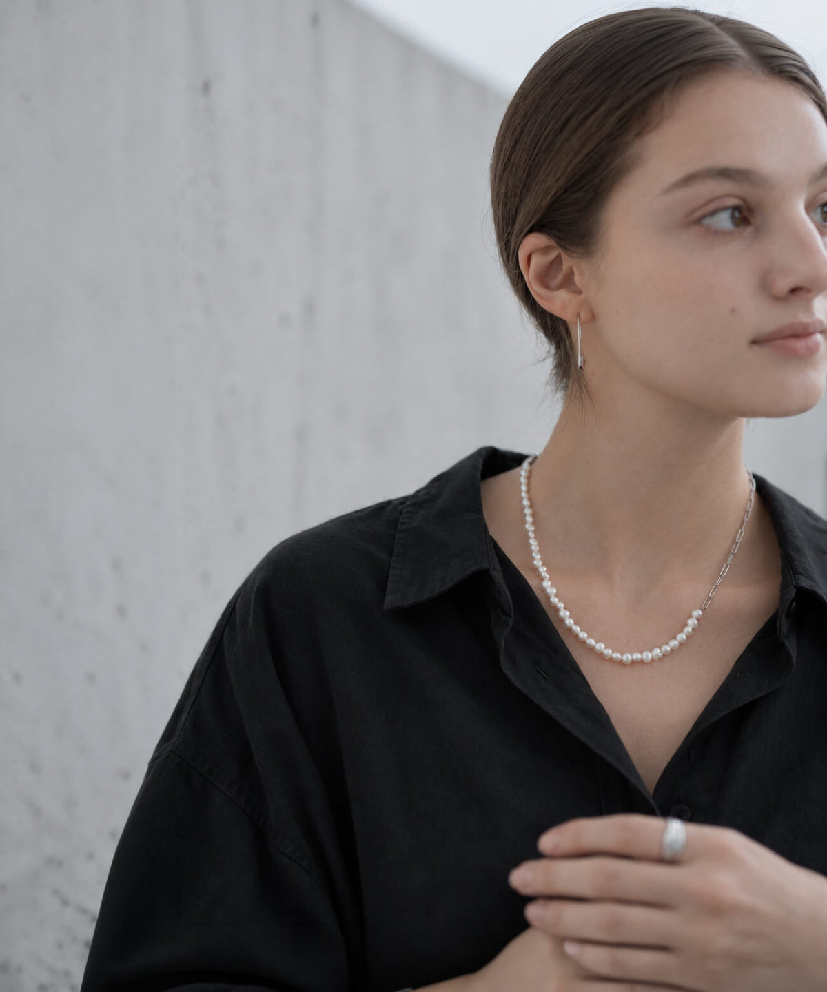 Baroque pearl link chain necklace