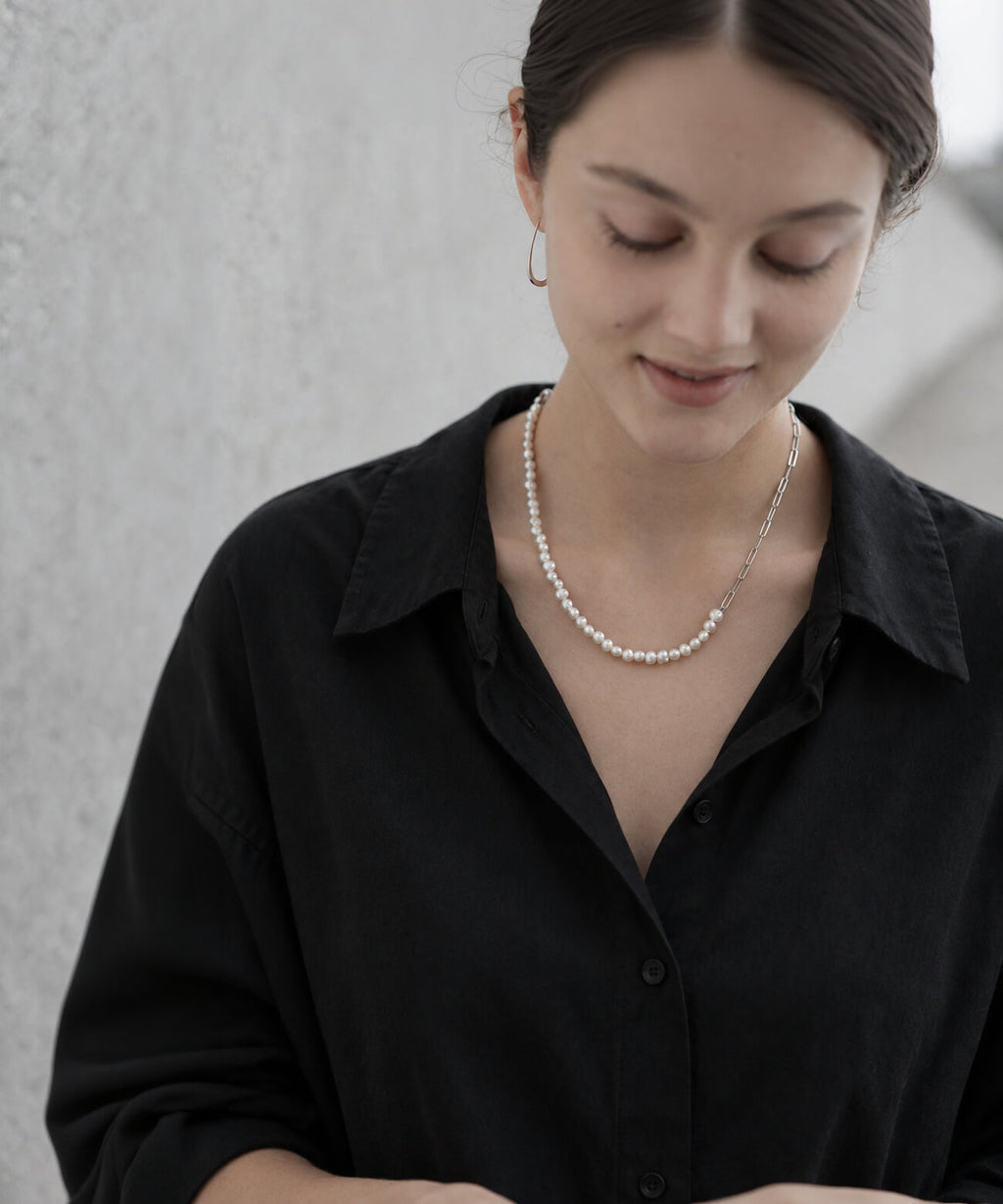 Baroque pearl link chain necklace