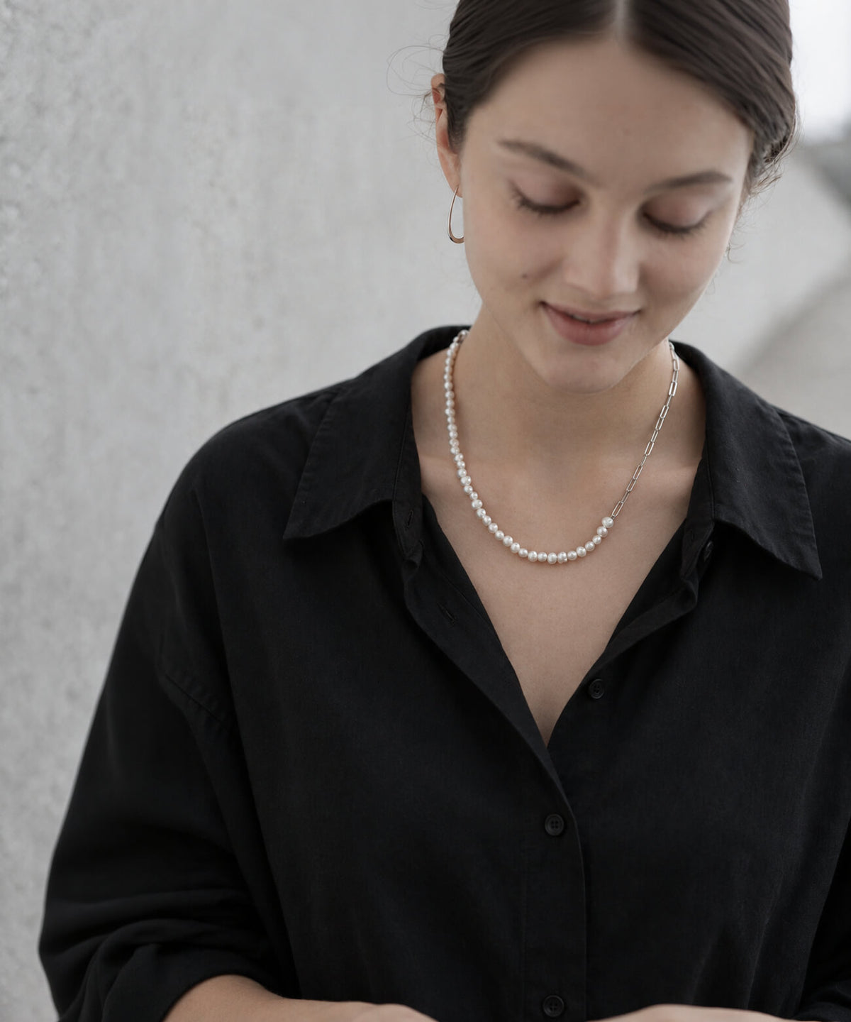 Baroque pearl link chain necklace