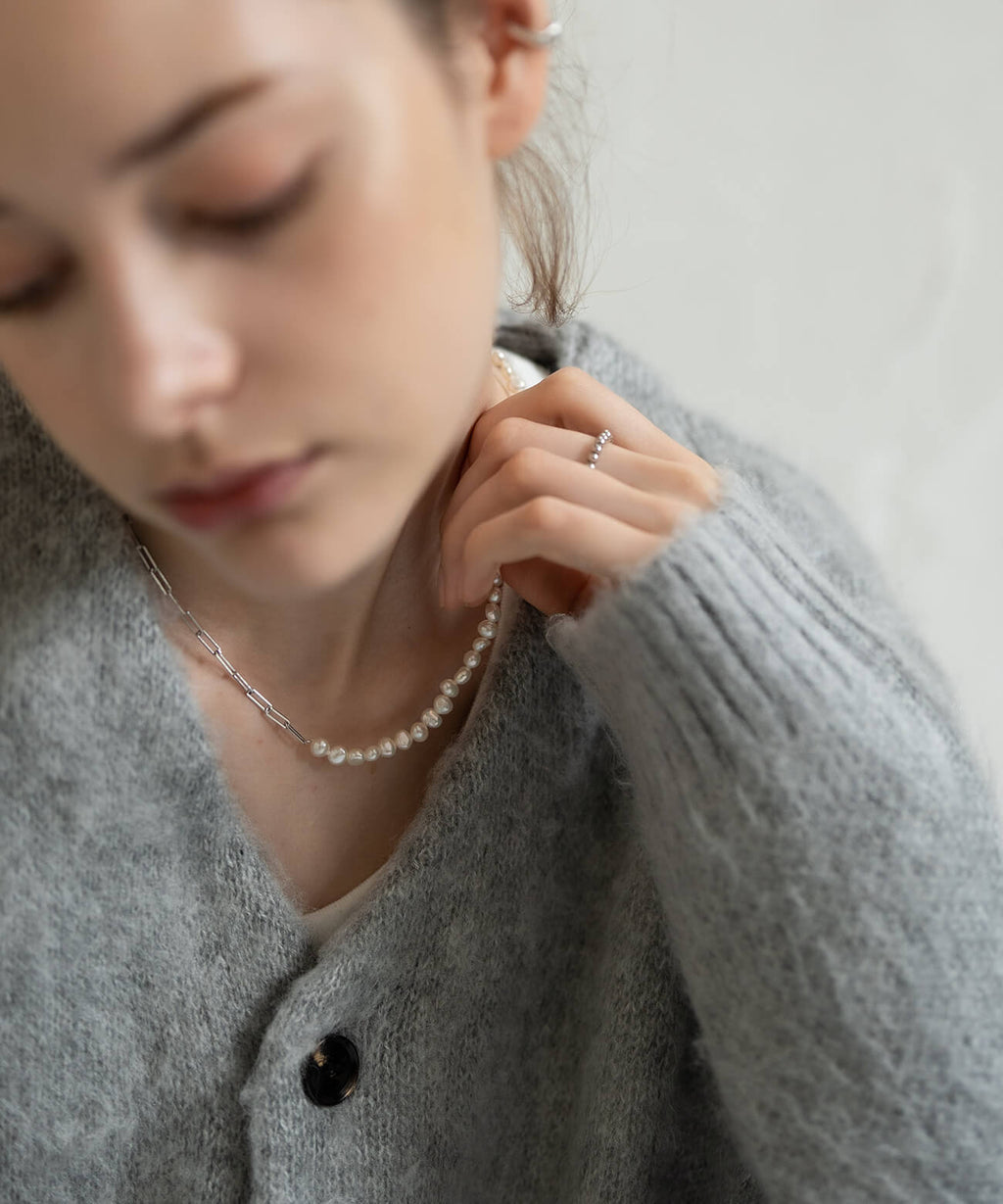 Baroque pearl link chain necklace