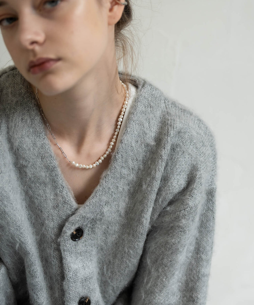 Baroque pearl link chain necklace