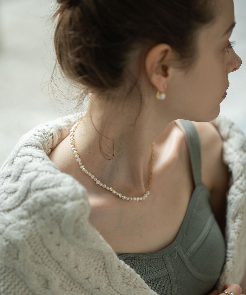 Baroque pearl link chain necklace