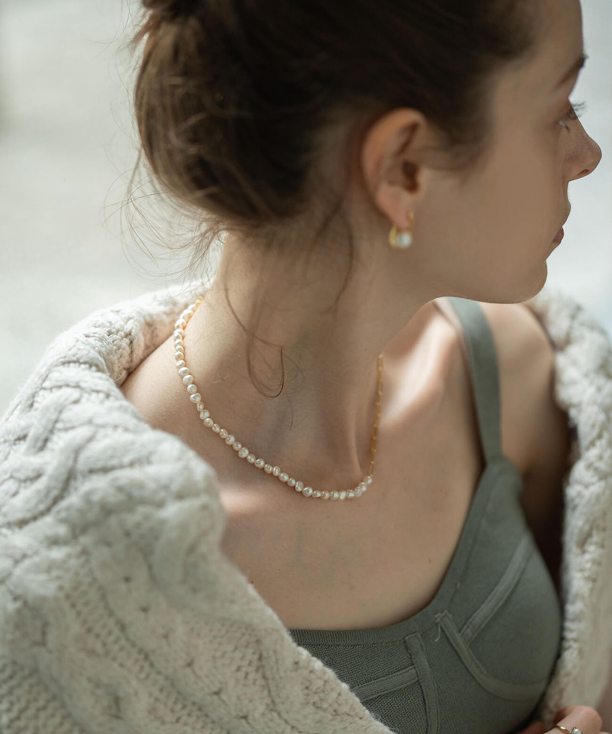 Baroque pearl link chain necklace