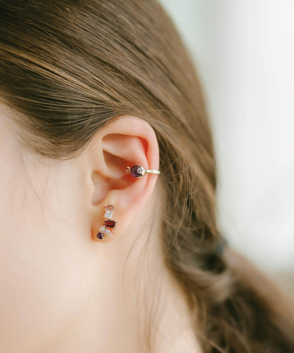 10K Gold Bicolor Gemstone Earcuff | LACHTARA-ETT EARCUFF