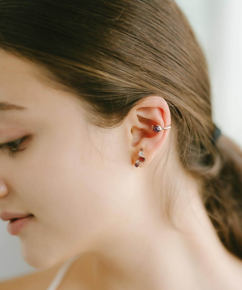 10K Gold Bicolor Gemstone Earcuff | LACHTARA-ETT EARCUFF