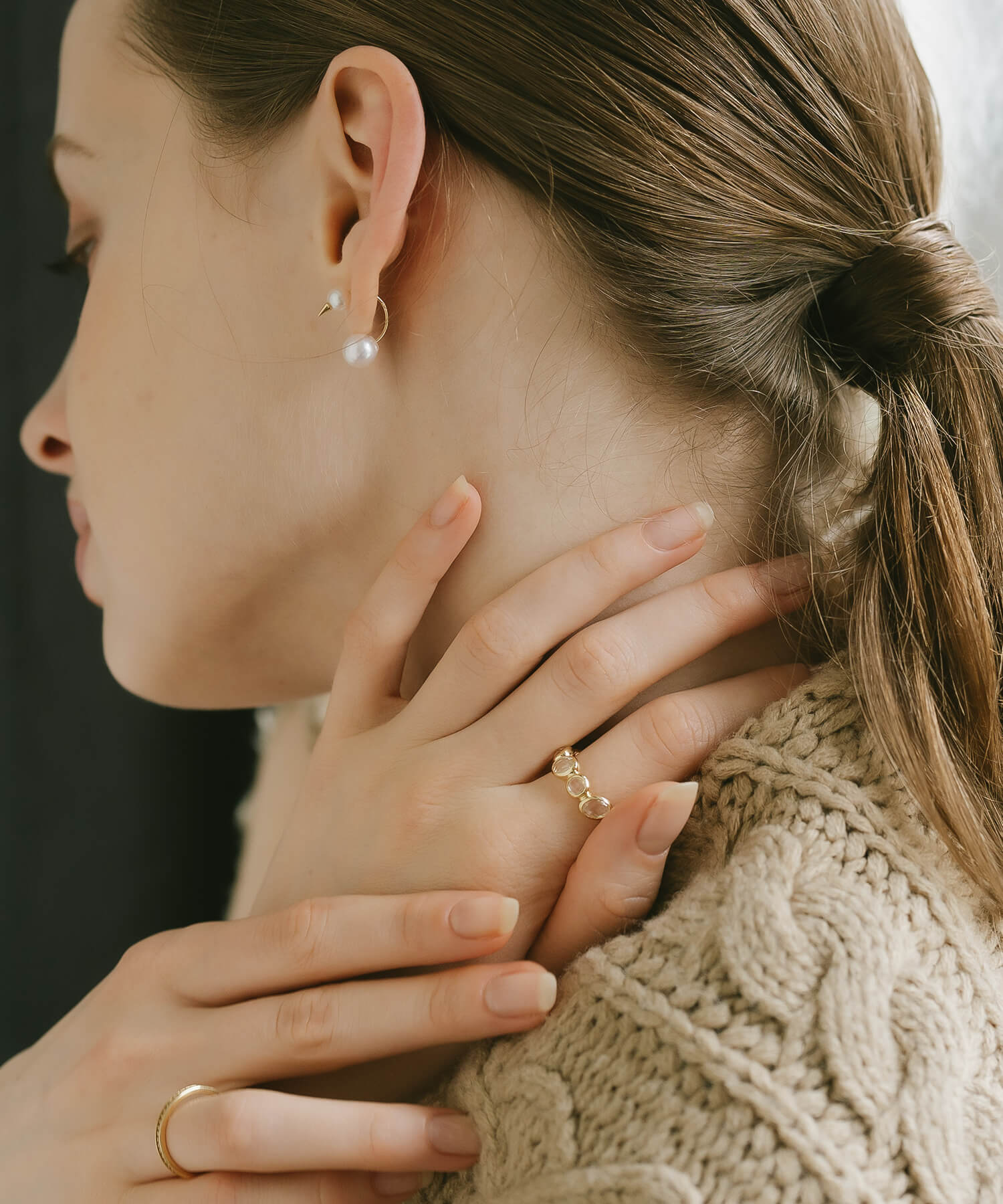 18K Gold Plated Sterling Silver White Quartz Eternity Gemstone Ring | ANTHEIA CRYSTA