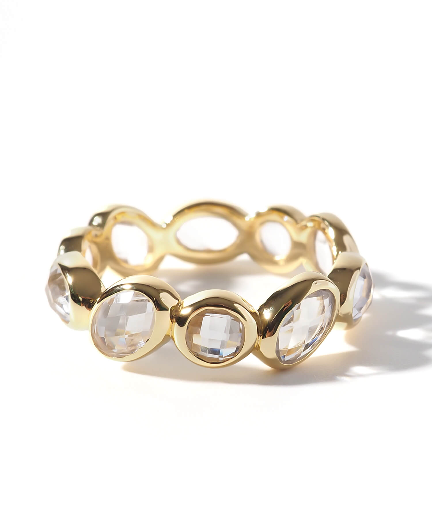 18K Gold Plated Sterling Silver White Quartz Eternity Gemstone Ring | ANTHEIA CRYSTA