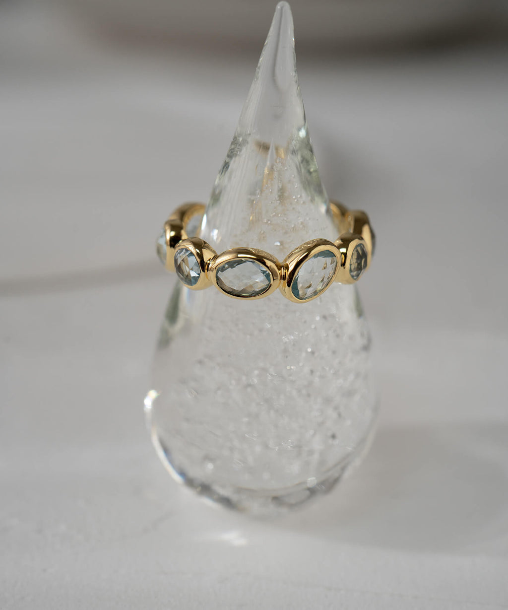 18K Gold Plated Sterling Silver Sky Blue Topaz Eternity Gemstone Ring | ANTHEIA AQUA