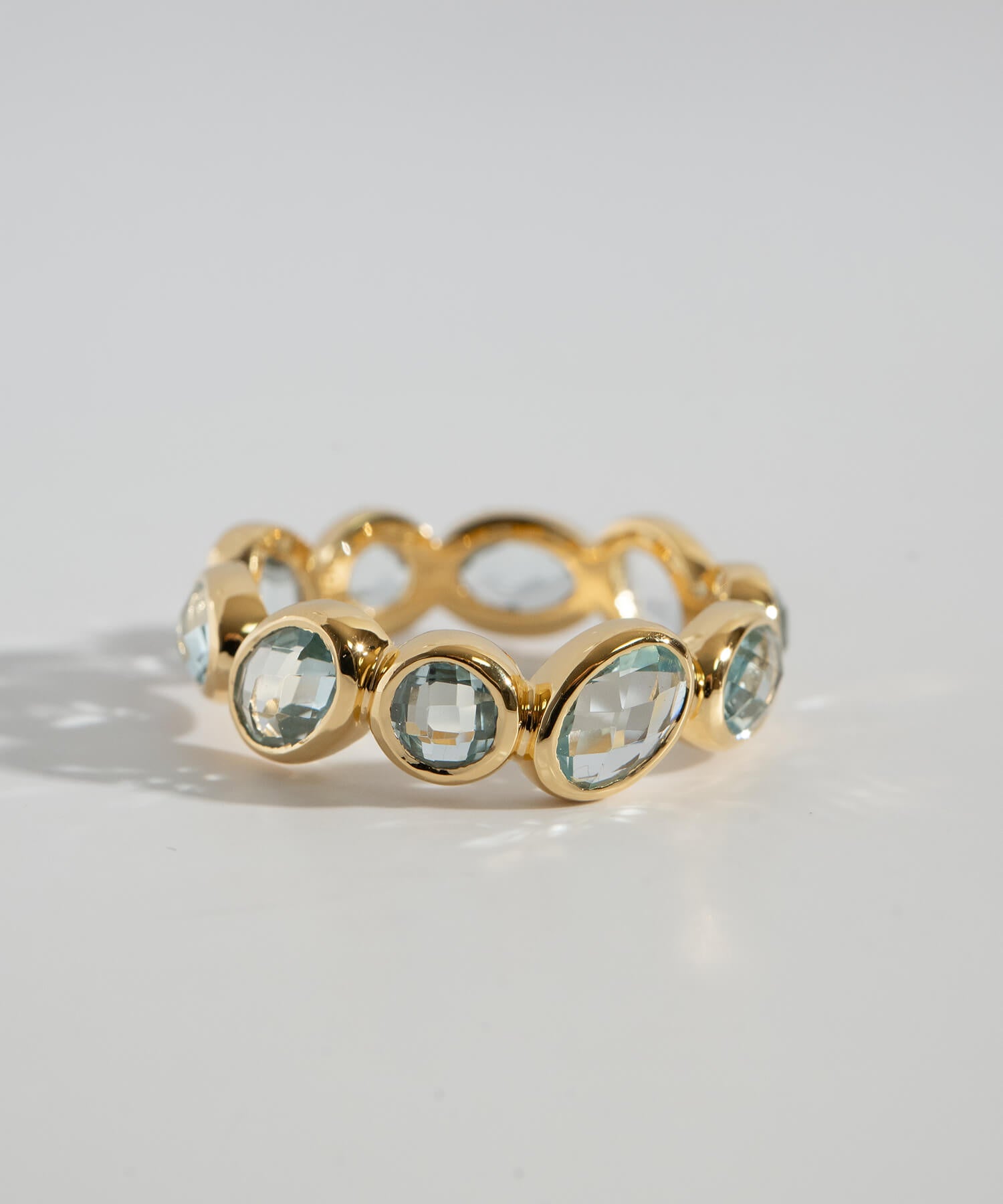 18K Gold Plated Sterling Silver Sky Blue Topaz Eternity Gemstone Ring | ANTHEIA AQUA