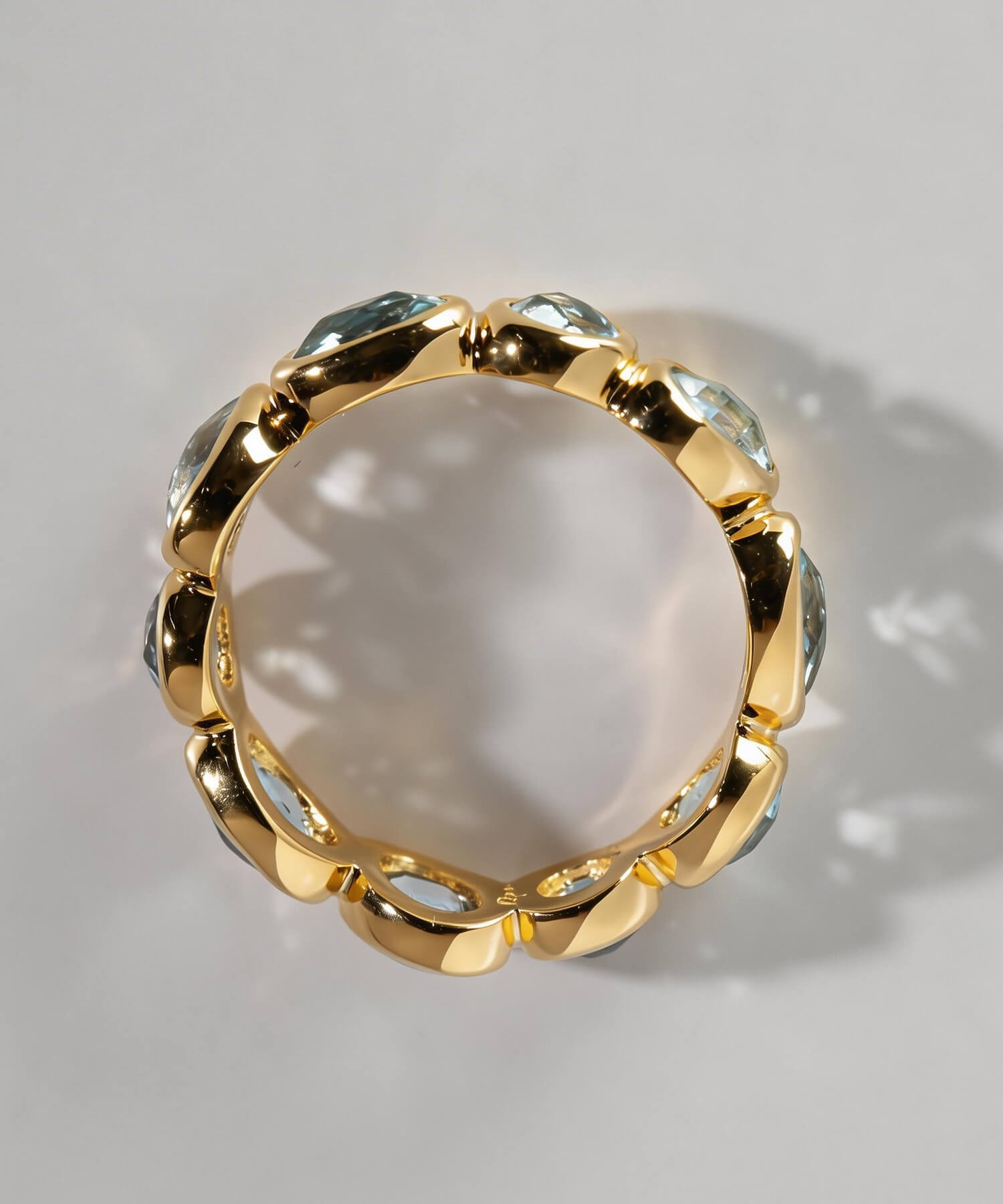 18K Gold Plated Sterling Silver Sky Blue Topaz Eternity Gemstone Ring | ANTHEIA AQUA