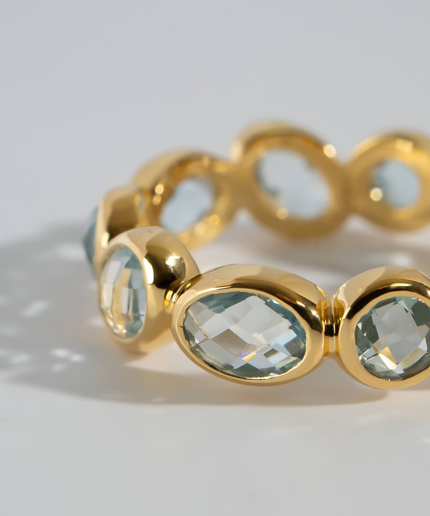 18K Gold Plated Sterling Silver Sky Blue Topaz Eternity Gemstone Ring | ANTHEIA AQUA