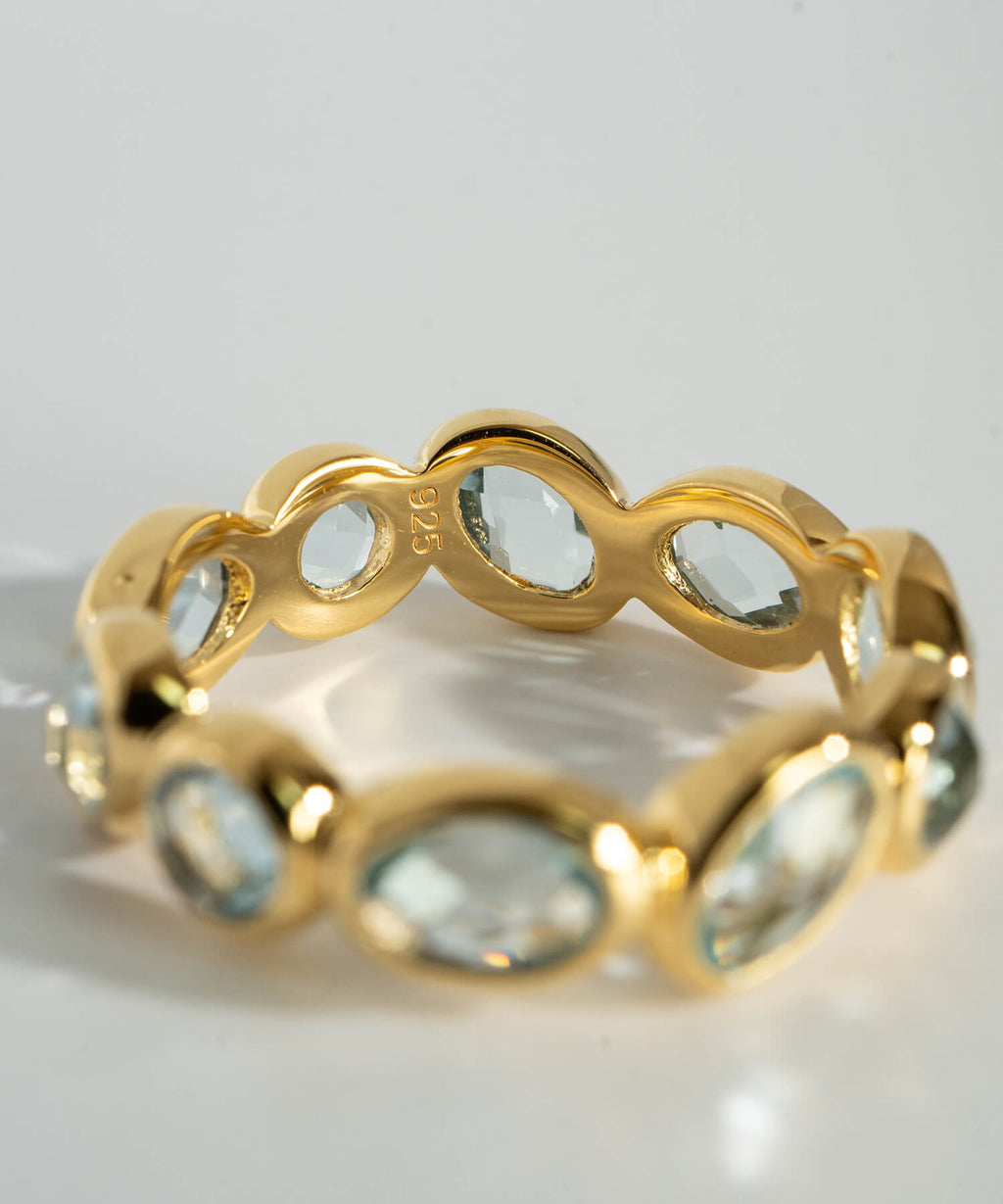 18K Gold Plated Sterling Silver Sky Blue Topaz Eternity Gemstone Ring | ANTHEIA AQUA