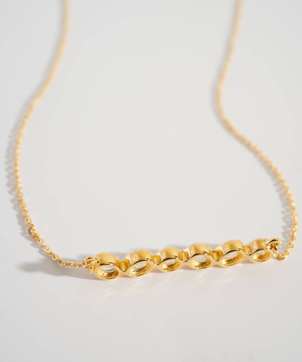18K Gold Plated Sterling Silver Bezel Bar Necklace | ANTHEIA-SYLVA