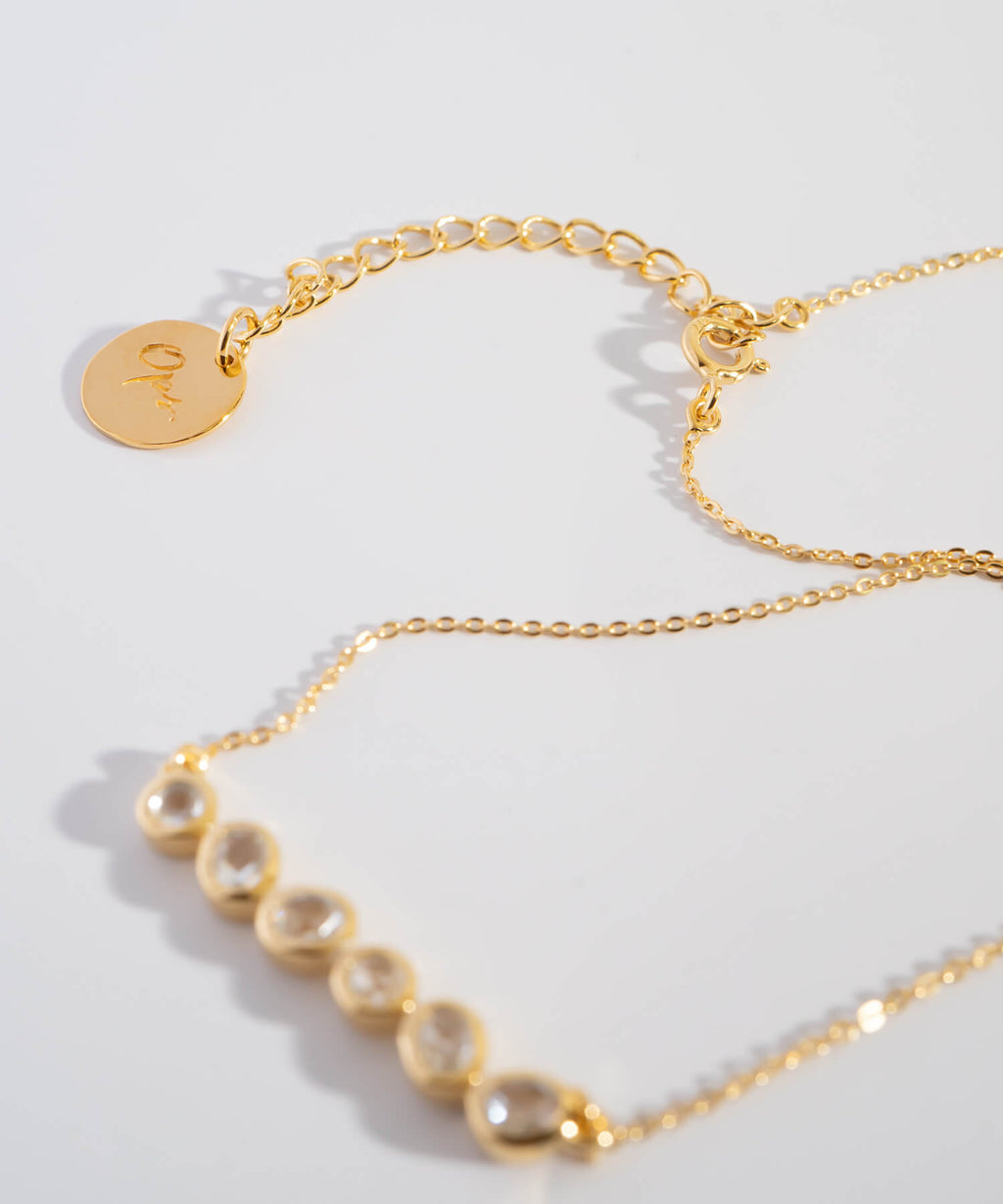 18K Gold Plated Sterling Silver Bezel Bar Necklace | ANTHEIA-SYLVA