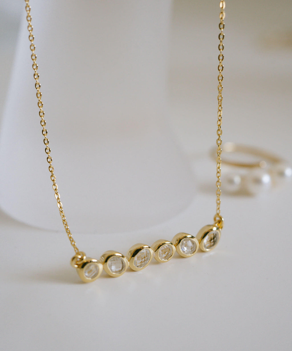 18K Gold Plated Sterling Silver Bezel Bar Necklace | ANTHEIA-SYLVA