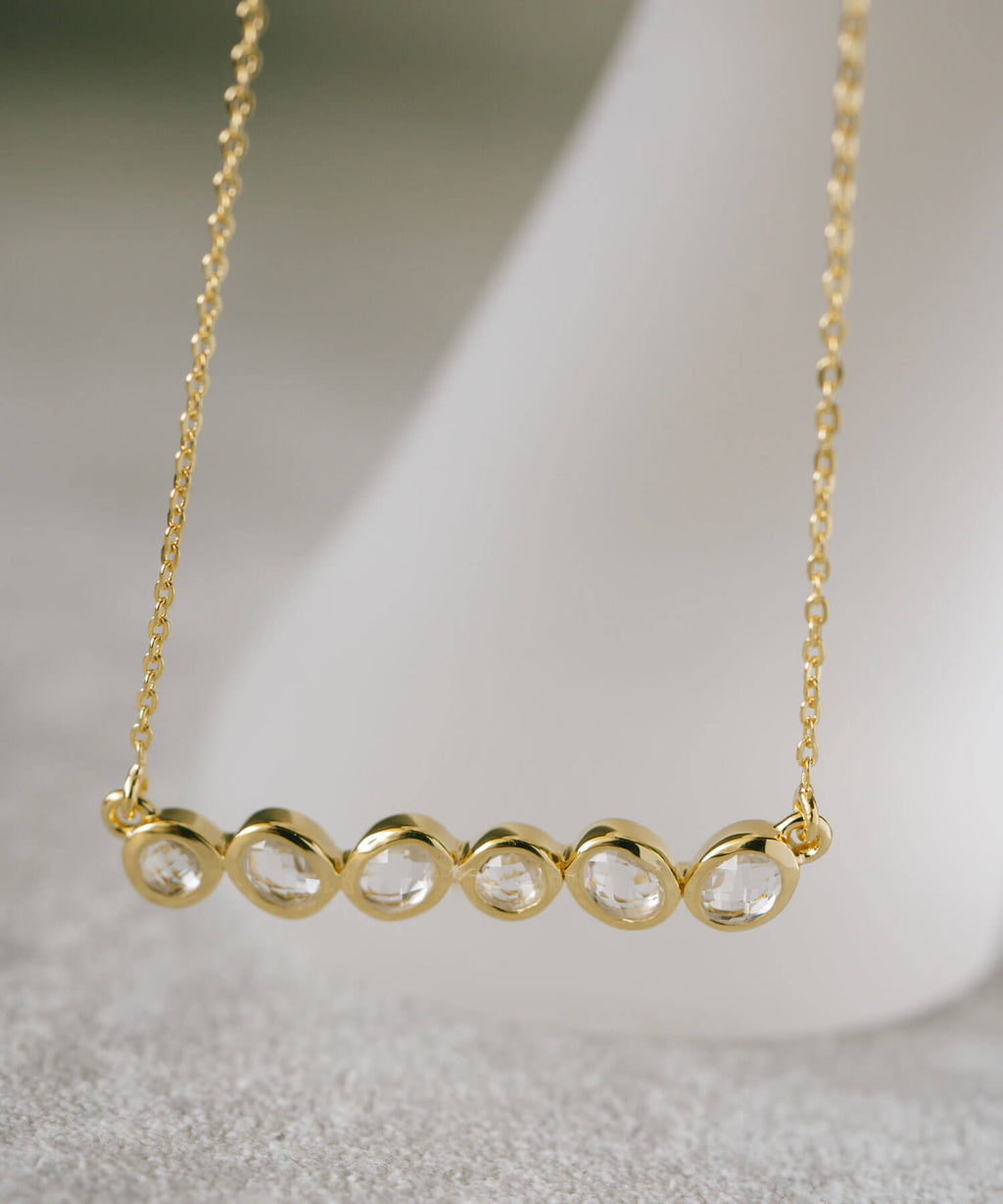 18K Gold Plated Sterling Silver Bezel Bar Necklace | ANTHEIA-SYLVA