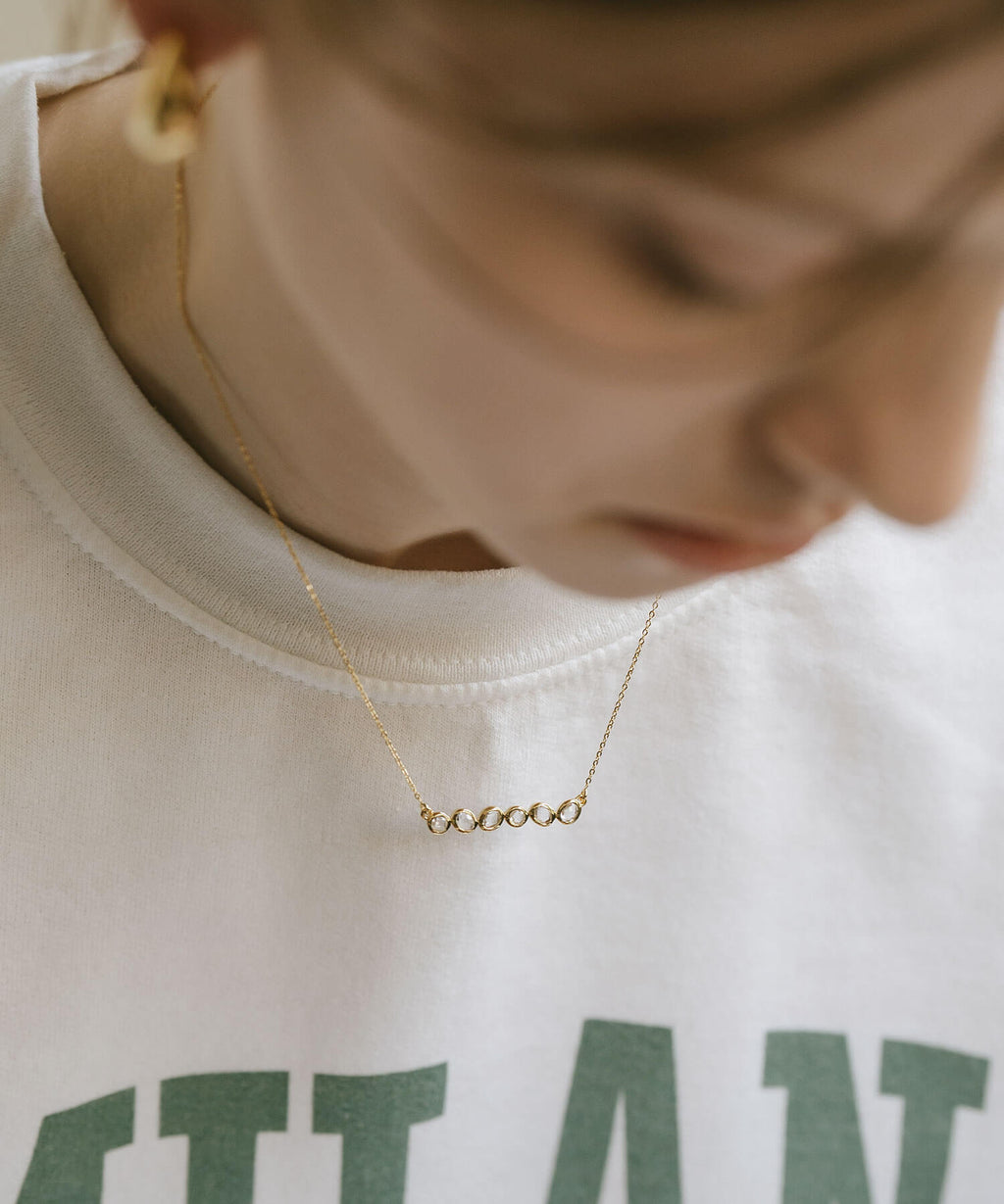 18K Gold Plated Sterling Silver Bezel Bar Necklace | ANTHEIA-SYLVA