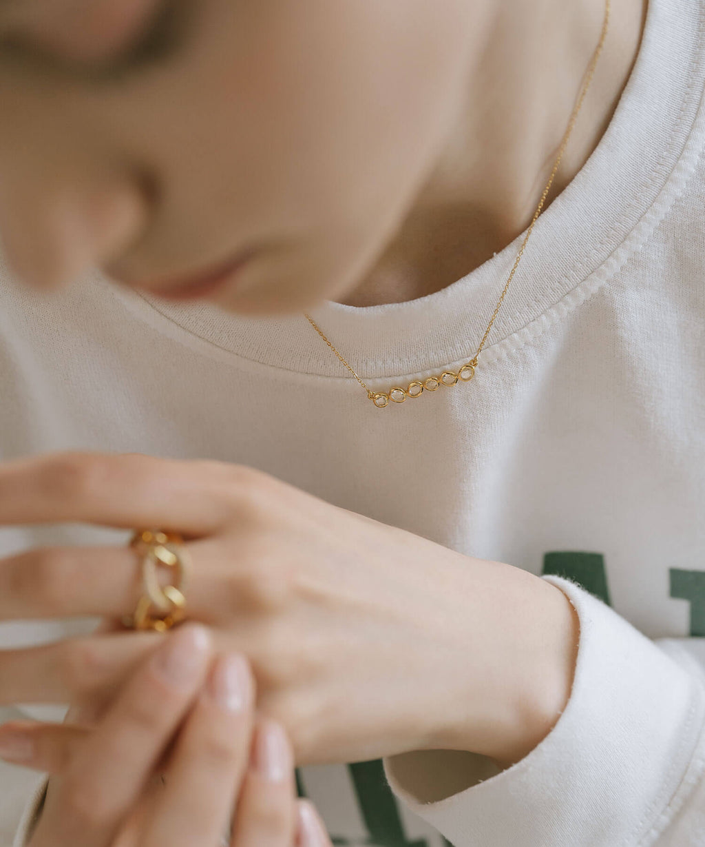 18K Gold Plated Sterling Silver Bezel Bar Necklace | ANTHEIA-SYLVA