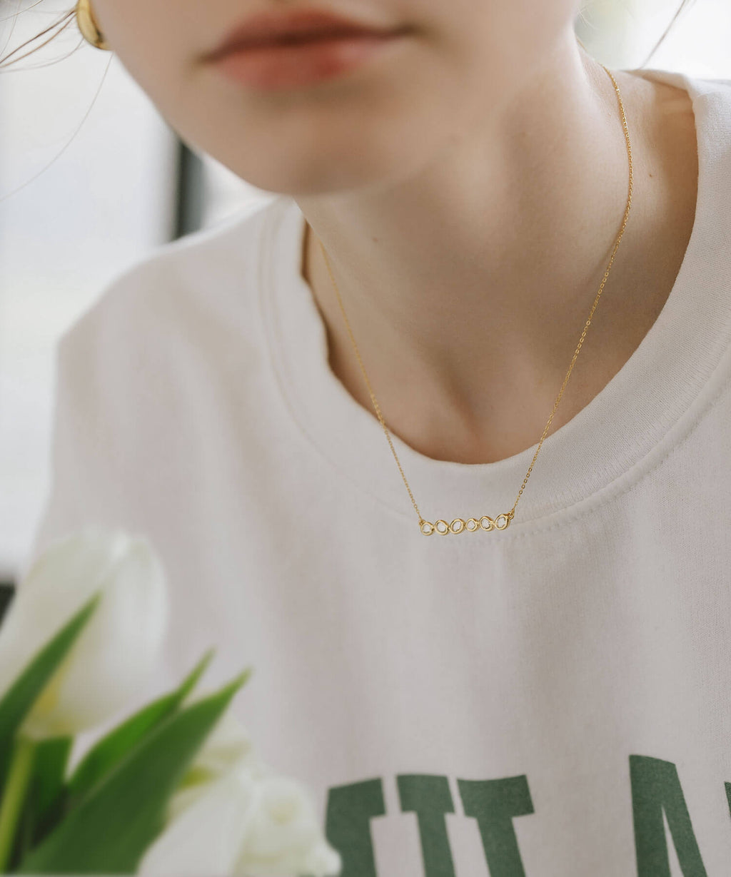 18K Gold Plated Sterling Silver Bezel Bar Necklace | ANTHEIA-SYLVA