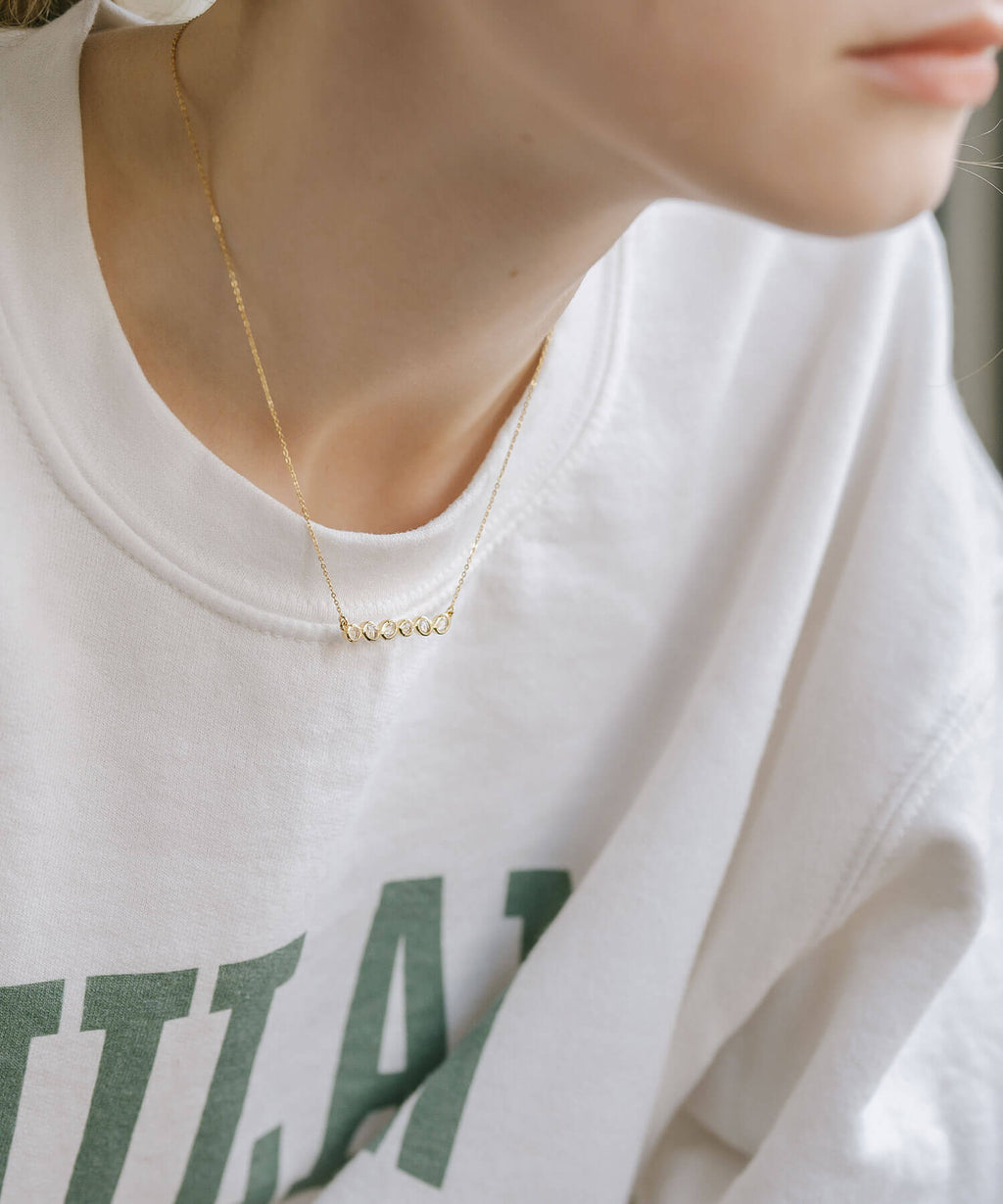 18K Gold Plated Sterling Silver Bezel Bar Necklace | ANTHEIA-SYLVA