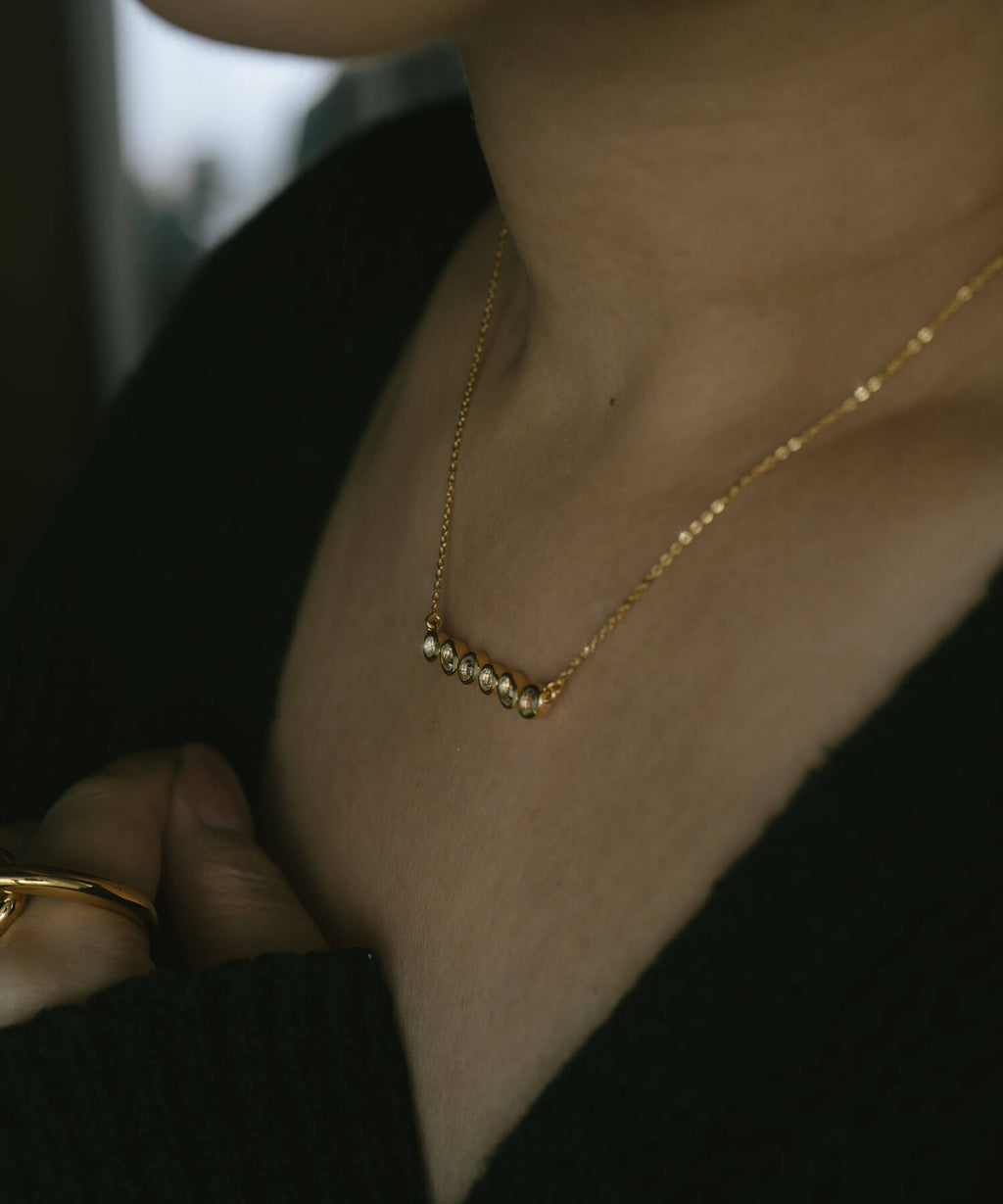 18K Gold Plated Sterling Silver Bezel Bar Necklace | ANTHEIA-SYLVA