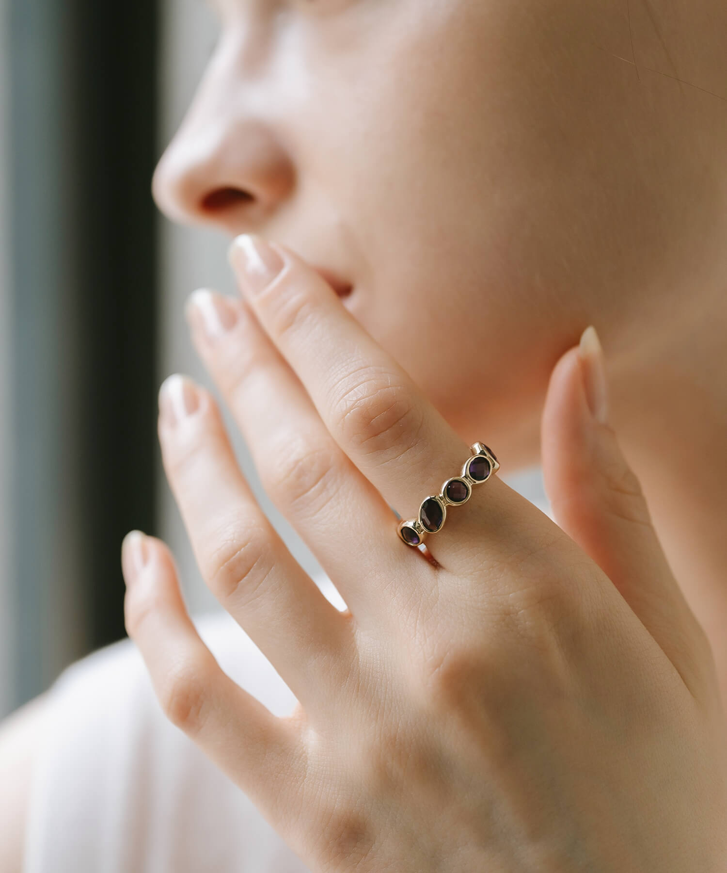 18K Gold Plated Sterling Silver Amethyst Eternity Gemstone Ring | ANTHEIA VIOLA