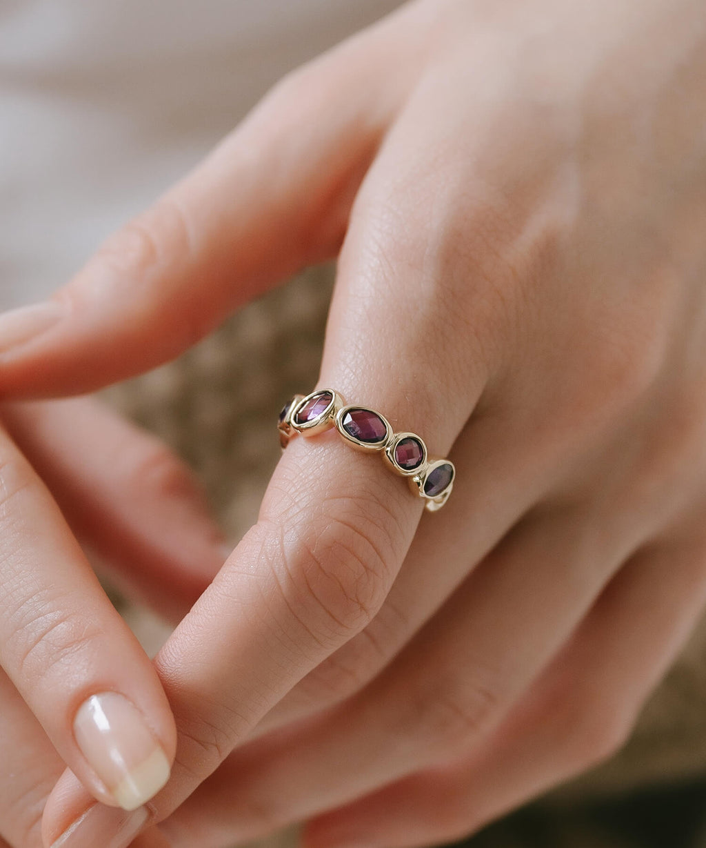 18K Gold Plated Sterling Silver Amethyst Eternity Gemstone Ring | ANTHEIA VIOLA