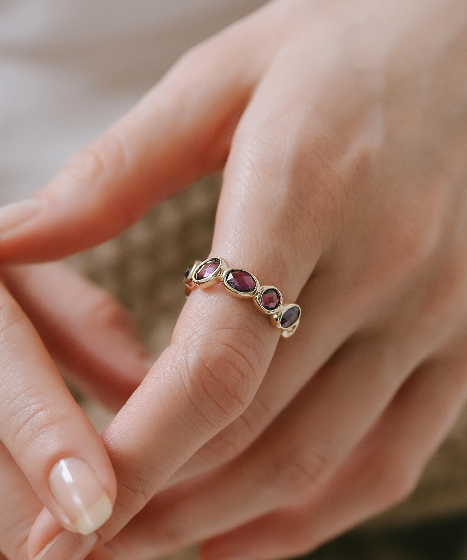 18K Gold Plated Sterling Silver Amethyst Eternity Gemstone Ring | ANTHEIA VIOLA