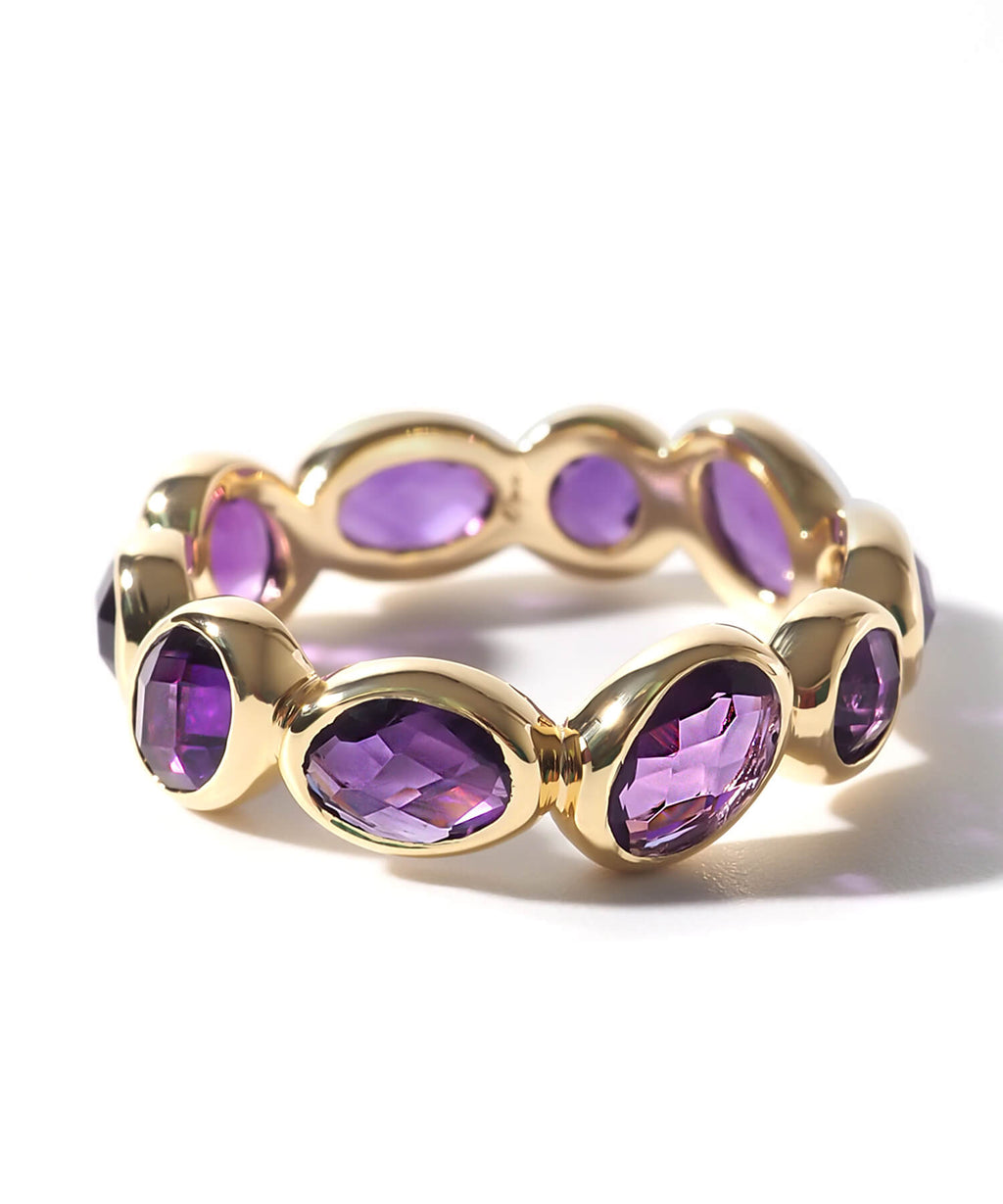 18K Gold Plated Sterling Silver Amethyst Eternity Gemstone Ring | ANTHEIA VIOLA