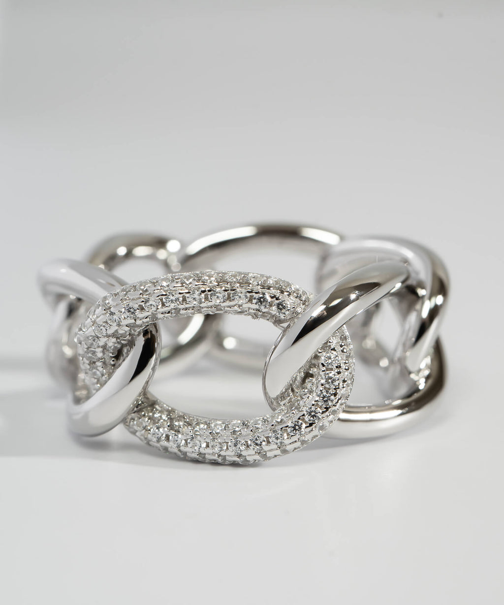 18K Gold Plated Sterling Silver Glint Chain Ring | ARDINA-LINK