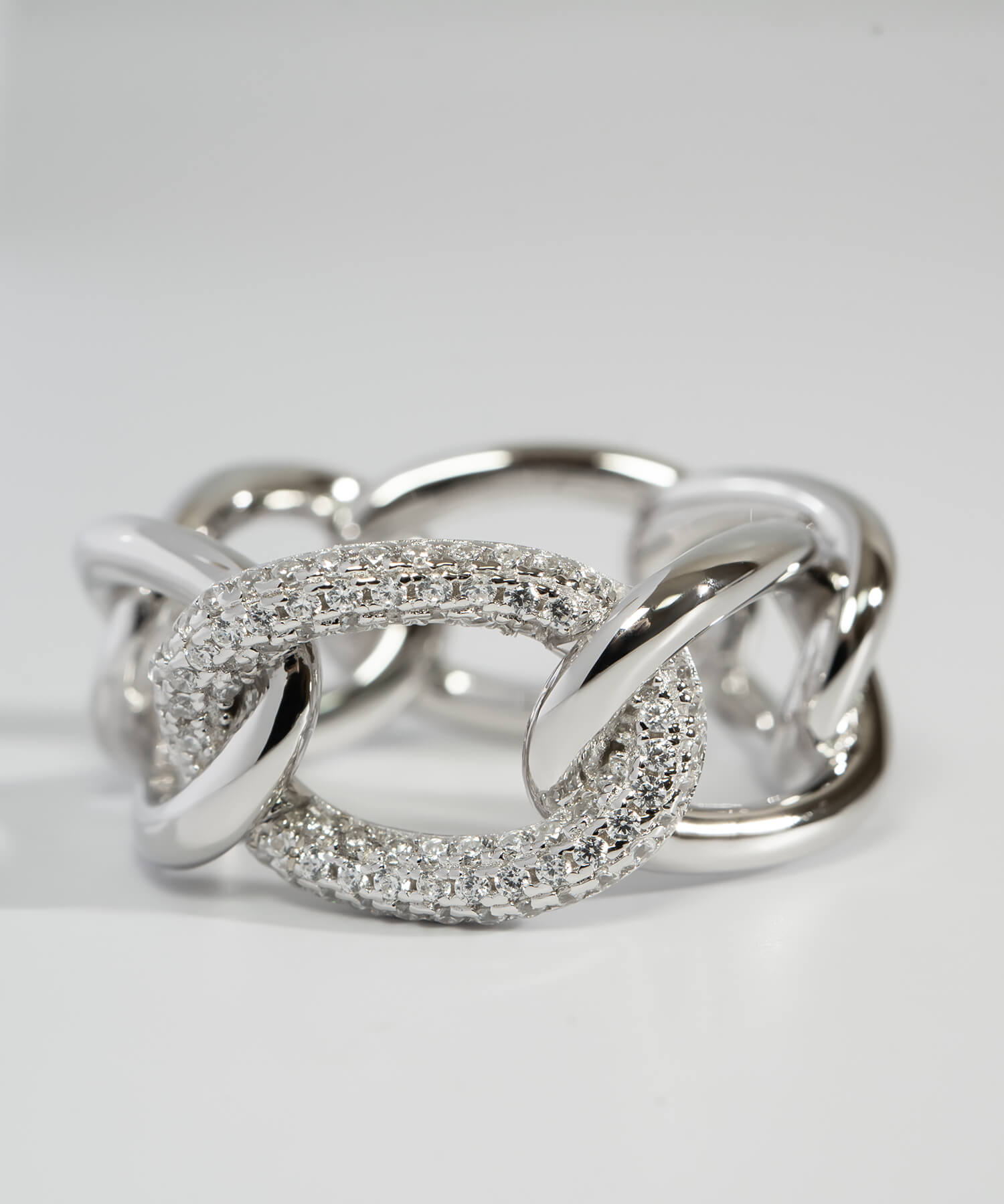 18K Gold Plated Sterling Silver Glint Chain Ring | ARDINA-LINK
