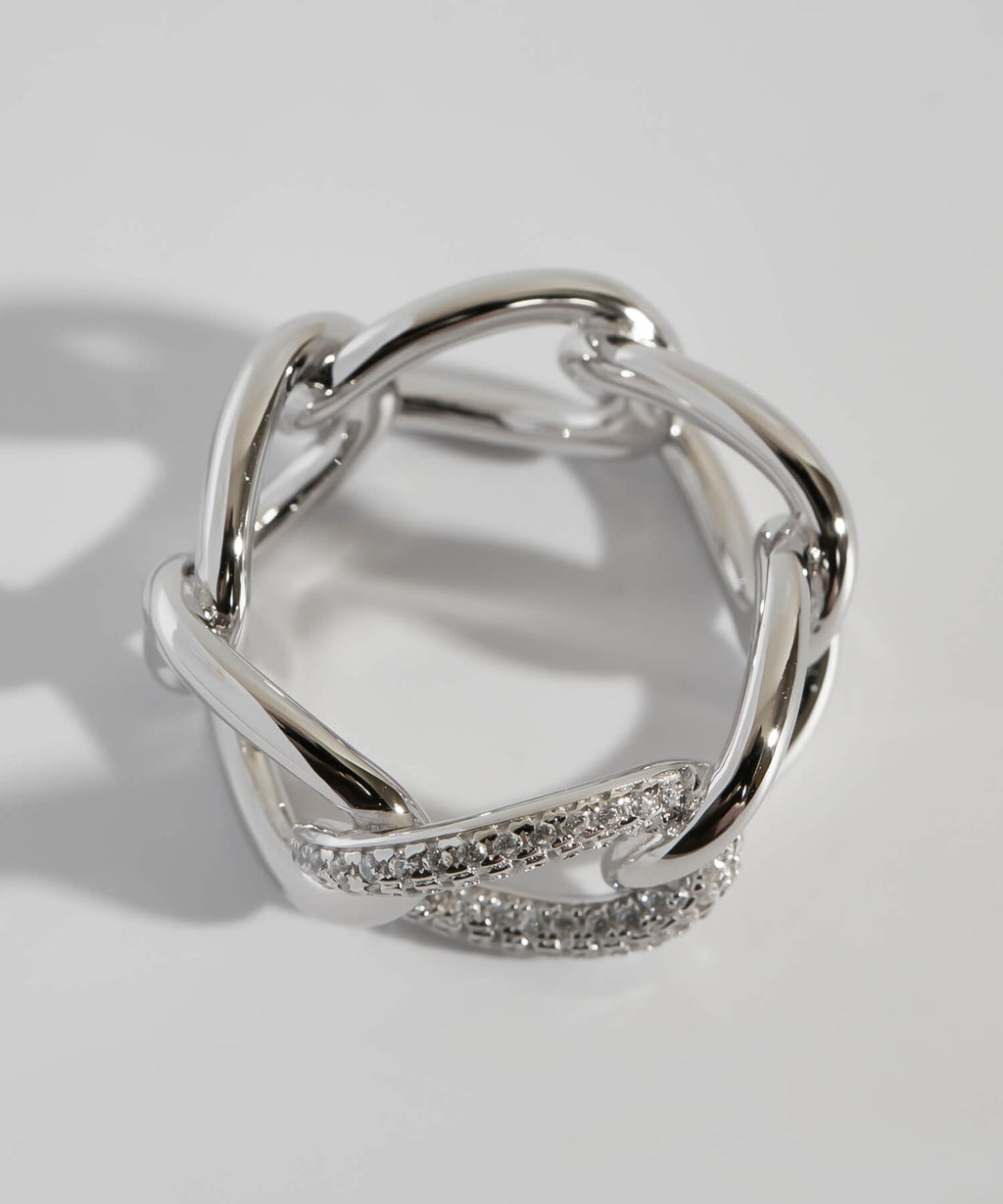 18K Gold Plated Sterling Silver Glint Chain Ring | ARDINA-LINK