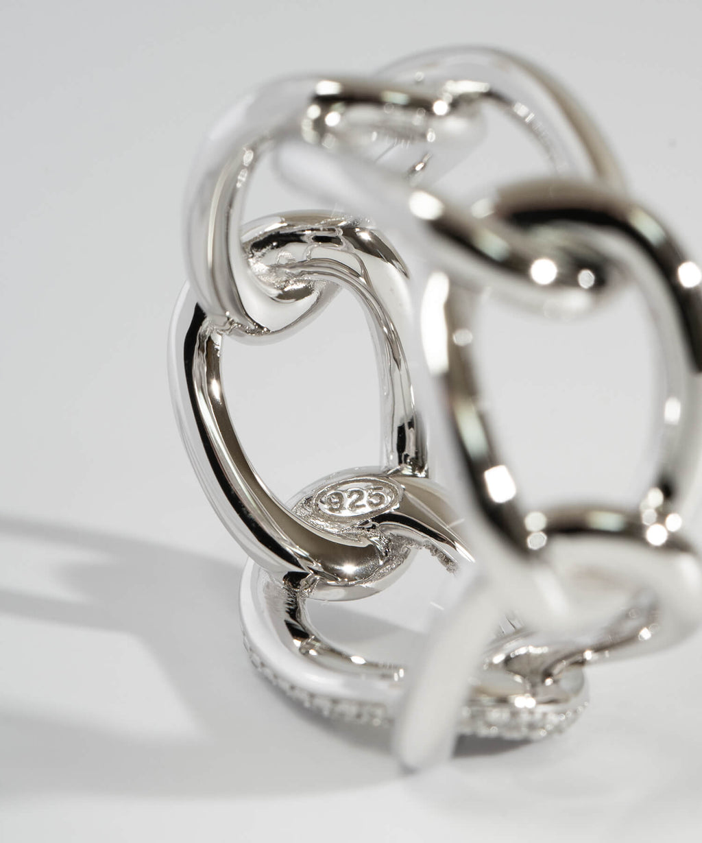 18K Gold Plated Sterling Silver Glint Chain Ring | ARDINA-LINK