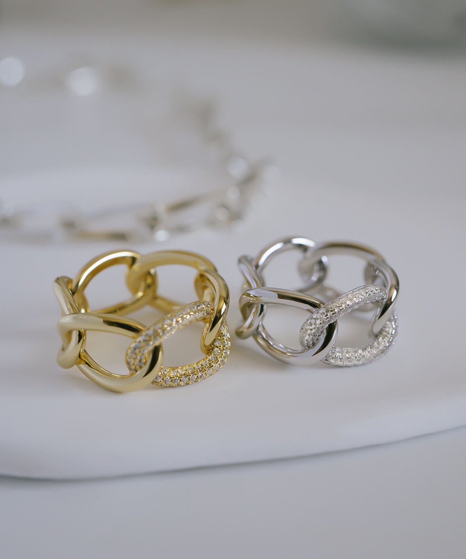 18K Gold Plated Sterling Silver Glint Chain Ring | ARDINA-LINK