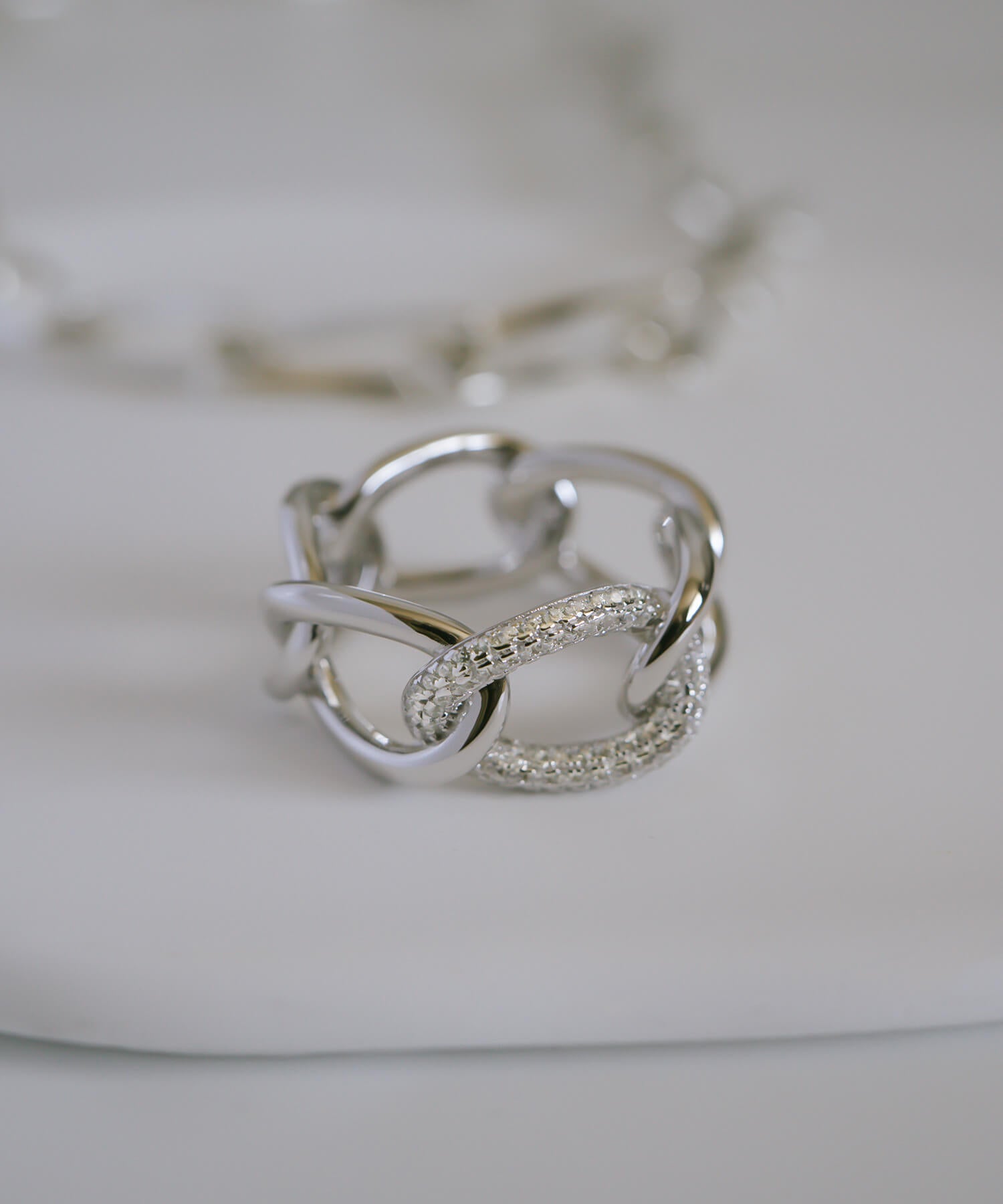 18K Gold Plated Sterling Silver Glint Chain Ring | ARDINA-LINK